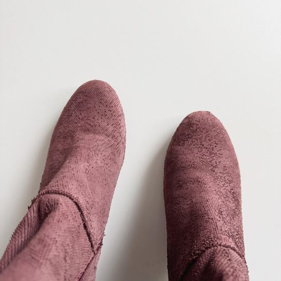 Seychelles Burgundy Tulip-Trim Prop Textured Leather Heeled Ankle Booties 8.5 - Picture 4 of 7